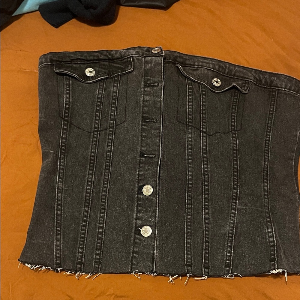 Black Denim Corset Top
